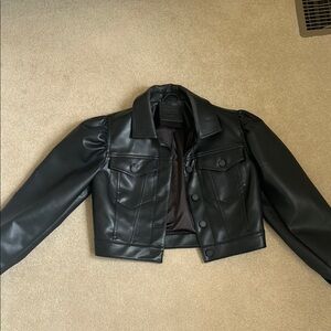 Black Cropped Leather Jacket